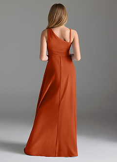 Azazie Dallas Junior Burnt Orange A-Line Pleated Chiffon Dress image2