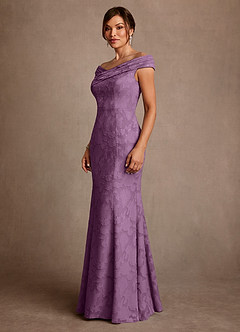 Azazie Aberdeen vestidos de madre de la novia Vestido de Glicinia de Devorado Floral de Corte Recto con Plisado image4