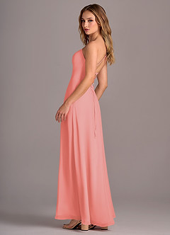 Azazie Mei Bridesmaid Dresses Coral A-Line Chiffon Dress image5