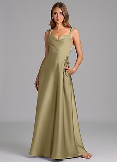 Azazie Beatrice 신부 들러리 드레스 A라인 스윗하트 네크라인 스트레치 새틴 바닥 길이 드레스 image4