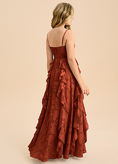 Azazie Peyton Junior Vestido de Castaño de Devorado Floral de Corte en A con Plisado image2