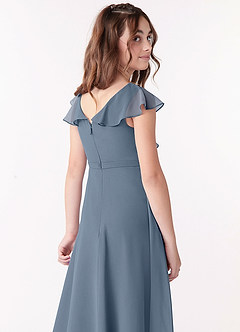 Azazie Posie Junior A-Linie Gestreift Chiffon Kleid Zwielichtviolett image5