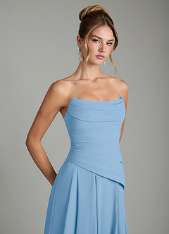 Azazie Gabriela Abiti da Damigella Abito A-Line in Chiffon Corsetto Azzurro Polvere image10