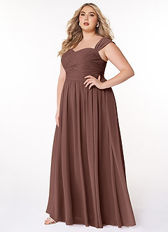 Azazie Zapheira Bridesmaid Dresses Espresso A-Line Ruched Chiffon Dress image7