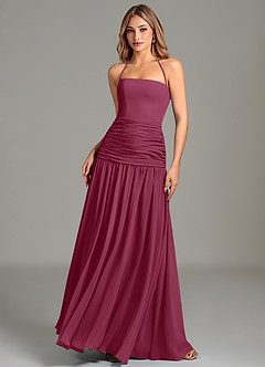 Azazie Vashti Bridesmaid Dresses Mulberry A-Line Chiffon Dress image1