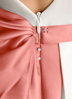 Azazie Cherry Flower Girl Dresses Ivory Salmon Pink Ball-Gown Pleated Matte Satin Dress image6