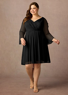 Azazie Teraso Mother of the Bride Dresses Black A-Line Pleated Mesh Dress image13