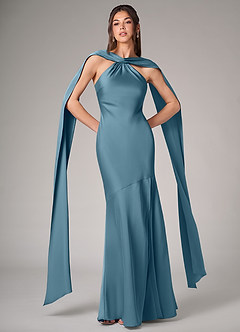 Azazie Kinsley Bridesmaid Dresses Bermuda Mermaid Side Slit Stretch Satin Dress image1