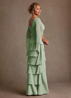 Azazie Arabinda Mother of the Bride Dresses Dusty Sage Sheath Ruched Chiffon Dress image2