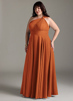 Azazie Charlize Bridesmaid Dresses Cinnamon A-Line One Shoulder Chiffon Dress image11