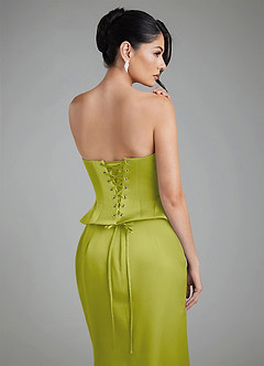 Azazie River Robes de demoiselle d'honneur Robe Fourreau Convertible en Satin extensible Corset Citronnelle image16