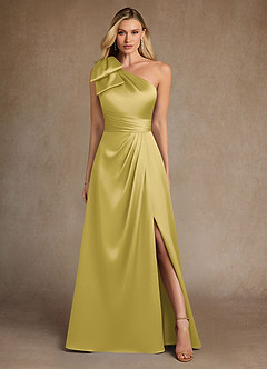 Azazie Easton Kleider für die Brautmutter A-Linie One-Shoulder Stretch-Satin Kleid Kanarienvogel image1