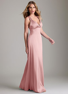 Azazie Cemion Bridesmaid Dresses Dusty Rose A-Line Stretch Satin Dress image4