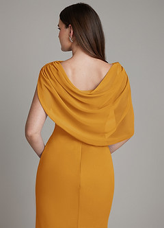 Azazie Hadley Robes de demoiselle d'honneur Robe Sirène en Mousseline de soie Plissée Caramel écossais image7