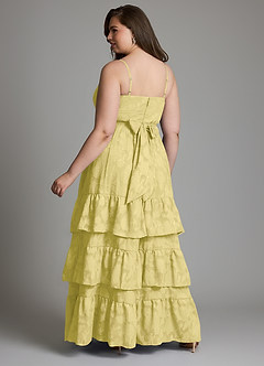 Azazie Nathalia Bridesmaid Dresses Canary A-Line Bow Floral Burnout Dress image15