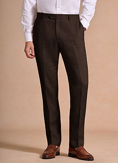 front Wesley Marron Foncé Costume en lin mélangé