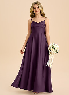 Azazie Bear Junior Plum A-Line Sweetheart Neckline Stretch Satin Dress image3