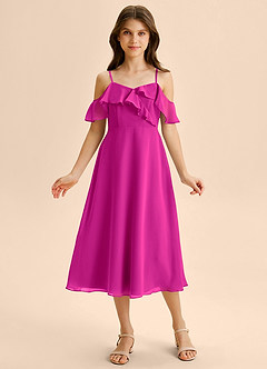 Azazie Kamilla Junior Klä av A-Line i Chiffong Av axeln image6