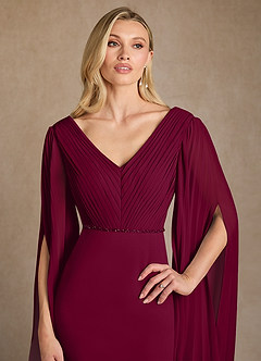 Azazie Ellsworth Kleider für die Brautmutter Spalte Plissee Stretch-Krepp Kleid Burgunderrot image5