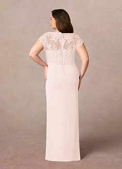 Azazie Carmen Mother of the Bride Dresses Blushing Pink Sheath Lace Dress image9