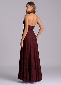 Azazie Tessie Brudtärnklänningar Klä av A-Linje i Blommig Utbrändhet Plisserad Cabernet image6