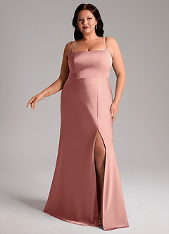 Azazie Lidia Robes de demoiselle d'honneur Robe Sirène en Satin extensible Fente Latérale Rosette image10