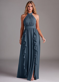 Azazie Avary Bridesmaid Dresses Neptune A-Line Pleated Chiffon Dress image3