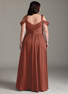 Azazie Lianne Bridesmaid Dresses Auburn A-Line Off the Shoulder Stretch Satin Dress image10