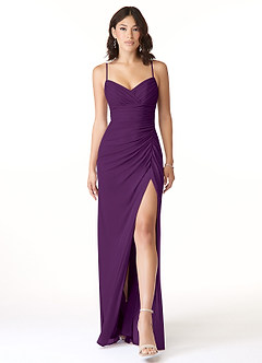 Azazie Reneya Bridesmaid Dresses Grape Mermaid Bow Mesh Dress image1