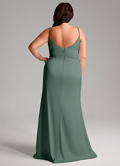 Azazie Deandra Bridesmaid Dresses Sea Moss Mermaid Pleated Stretch Satin Dress image8