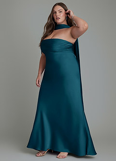 Azazie Saylor Jurken voor bruidsmeisjes Jurk van Stretch Satijn met Zeemeermin Strapless Inkt Blauw image16