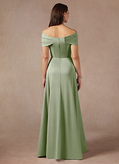 Azazie Amelia vestidos de madre de la novia Vestido de Salvia Polvorienta de Satén Elástico de Corte En A con Vestidos sin tirantes image6