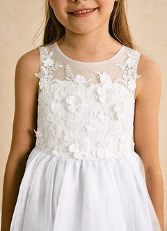 Azazie Lina Blumenmädchenkleider Ballkleid Spitze Kleid Elfenbein Weiß image8