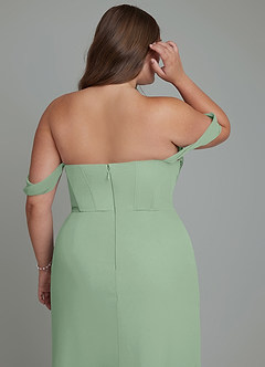 Azazie Johana Jurken voor bruidsmeisjes Converteerbaar Jurk van Chiffon met Zeemeermin Off-shoulder Matcha image14