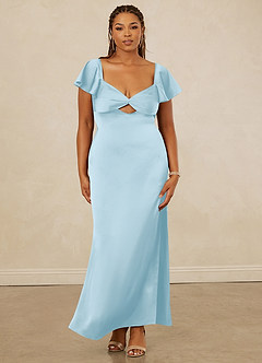 Christian Siriano Bridal for Azazie 1005 Bridesmaid Dresses Sky Blue Sheath Sweetheart Neckline Stretch Satin Dress image4