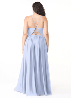 Azazie Aaida Bridesmaid Dresses Ice A-Line Corset Chiffon Dress image8