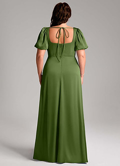 Azazie Fyona Bridesmaid Dresses Juniper A-Line Pleated Stretch Satin Dress image9