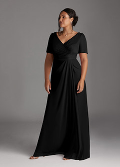 Azazie Bessie Kleider für die Brautmutter A-Linie Plissee Gittergewebe Kleid Schwarz image9