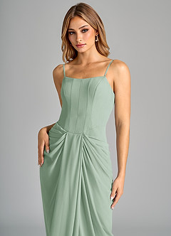 Azazie Anaïs Bridesmaid Dresses Agave Sheath Strapless Chiffon Dress image7