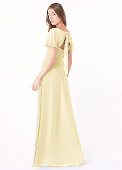 Azazie Kimber Bridesmaid Dresses Lemon Sorbet A-Line Flounce Sleeve Chiffon Dress image4