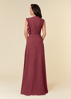 Azazie Narine Mother of the Bride Dresses Merlot A-Line High Neckline Pleated Chiffon Dress image6