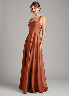 Azazie Shaude Bridesmaid Dresses Cedar Rose A-Line Pleated Stretch Satin Dress image5