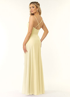 Azazie Naeem Bridesmaid Dresses Lemon Sorbet A-Line V-Neck Ruffle Chiffon Dress image4