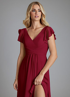 Azazie Omari Bridesmaid Dresses Burgundy A-Line Chiffon Dress image5
