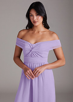 Azazie Lamara Bridesmaid Dresses Lilac Off the Shoulder Chiffon Convertible Jumpsuit image7