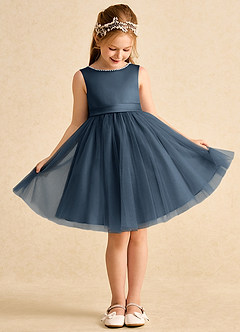 Azazie Jani Robe Demoiselle D'honneur Fillette Robe Trapèze en Tulle Arc Neptune image2