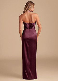 Azazie Zaya Bridesmaid Dresses Cabernet Sheath Pleated Metallic Satin Dress image7
