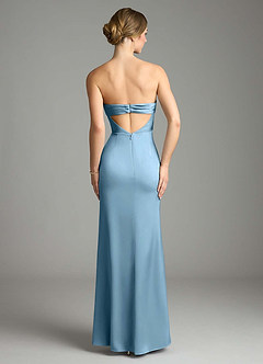 Azazie Leonis Bridesmaid Dresses Steel Blue Mermaid Pleated Stretch Satin Convertible Dress image2