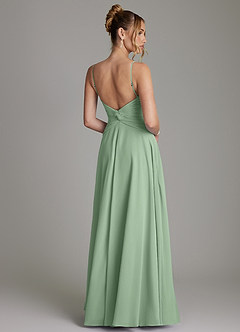 Azazie Elita Vente finale Robe Trapèze en Mousseline de soie Plissée Matcha image7