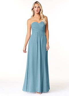 Azazie Yazmin Bridesmaid Dresses Moody Blue A-Line Sweetheart Neckline Chiffon Convertible Dress image4
